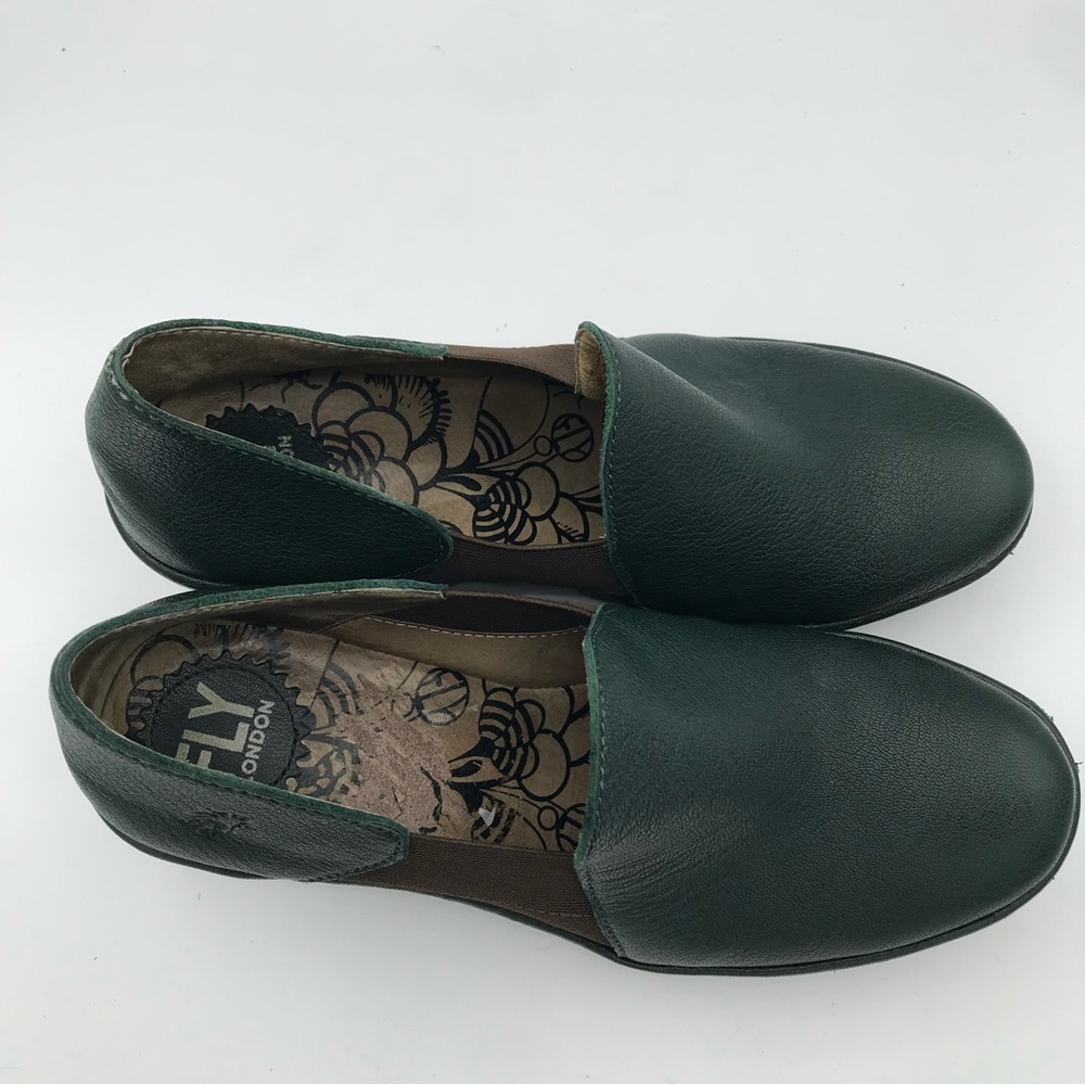 Fly London Shoes YUA Women's 39 US 8-8.5 Platform Wedges Green Leather Bootie - Picture 8 of 15